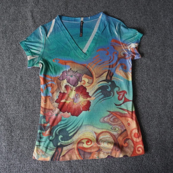 Muschka by Sienna Rose PM Floral Print V-Neck Tee Top Womenswear - Picture 1 of 7